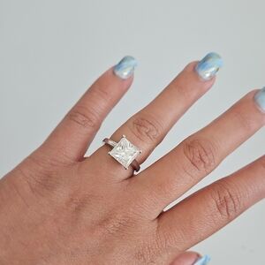4ct Princess Cut Moissanite Solitaire Band
